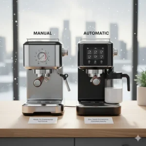 A side-by-side comparison of manual and automatic compact espresso machines for Canadian home baristas.