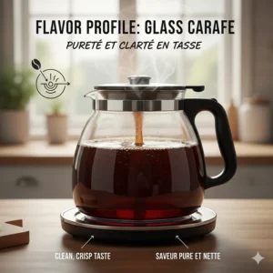 Illustration of a glass carafe coffee maker highlighting the clean, crisp flavor profile preferred by coffee purists.