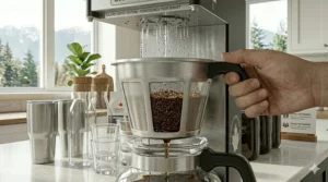 Technical diagram of the commercial-grade extraction process for smooth, low-acid cold brew at home.