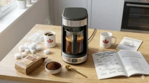 Graphic illustration showing how a specialized Turkish coffee maker creates the perfect authentic foam layer.