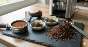 Comparing fine espresso and coarse filter grind | Comparaison de mouture espresso fine et filtre