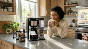 Using the Ninja Coffee Bar built-in milk frother.