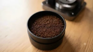 Visualizing consistent coffee particles from an 83mm flat burr grinder. Granulométrie uniforme 83mm.