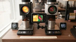 Thermal stability differences in 64mm and 83mm coffee burrs | Stabilité thermique des meules 64mm et 83mm pour café