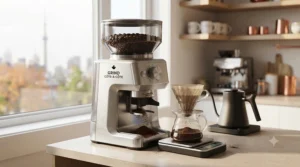 Quiet electric coffee grinders suitable for early morning use. / Moulins à café électriques silencieux, parfaits pour le matin.
