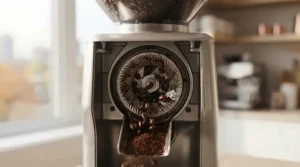 Professional burr electric coffee grinders for consistent grind size. / Moulins à café électriques à meules pour une mouture constante.