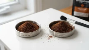 Choosing between ceramic or steel for espresso and pour-over.