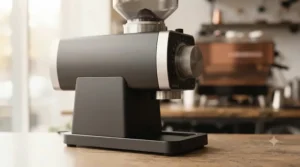 Close-up of a 64mm grinder’s stepless adjustment dial for fine-tuning.